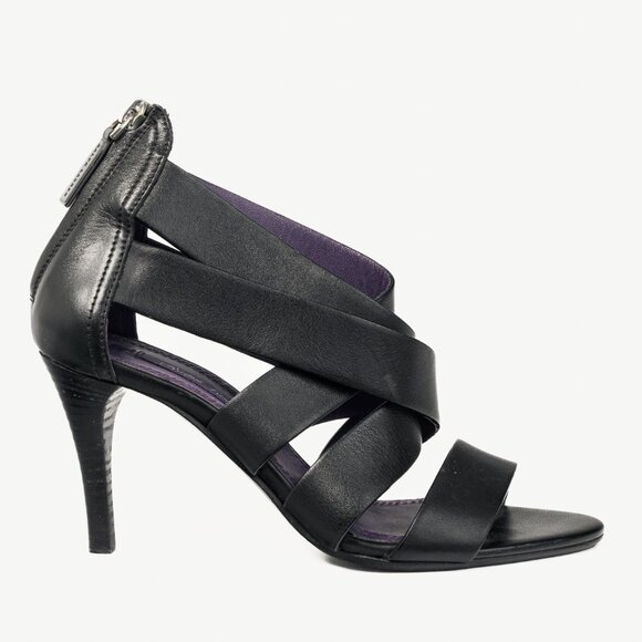 Ralph Lauren Collection Ardina II Black Strappy Leather Sandals - Picture 1 of 11